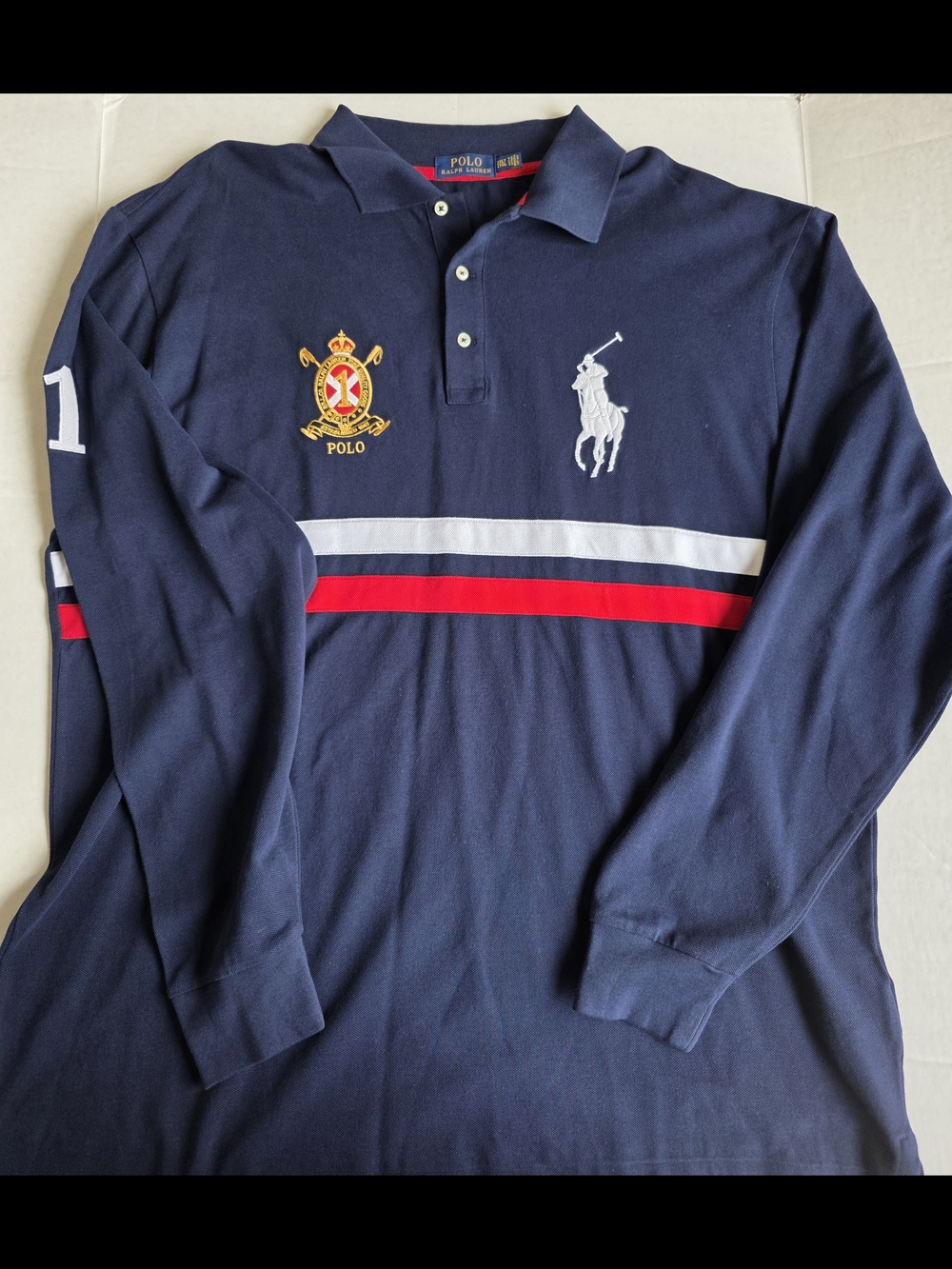 Ralph Lauren Polo Big Pony Number 1 Long Sleeve Blue Size 2XLT New Without Tags